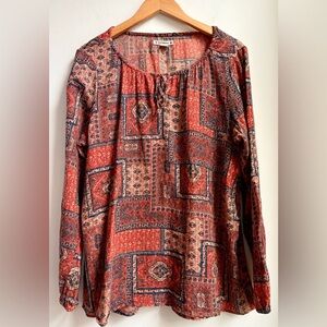 Ruff Hewn 🤎 Lightweight thin 100% cotton boho blouse large
